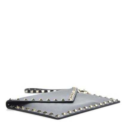 Valentino Garavani Vitello Medium Rockstud Envelope Flat Wristlet Pouch Black 4 of 6