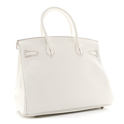 Hermes Taurillon Clemence Horseshoe Birkin 30 White Black 3 of 11