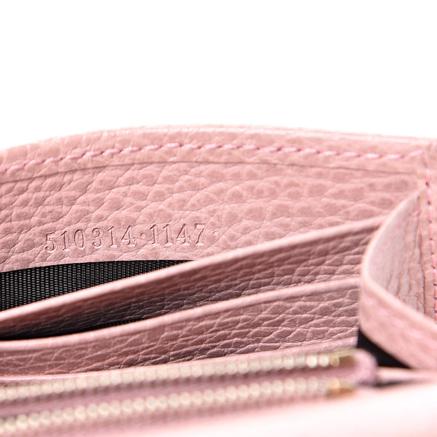 Dollar Calfskin Interlocking G Chain Wallet Soft Pink