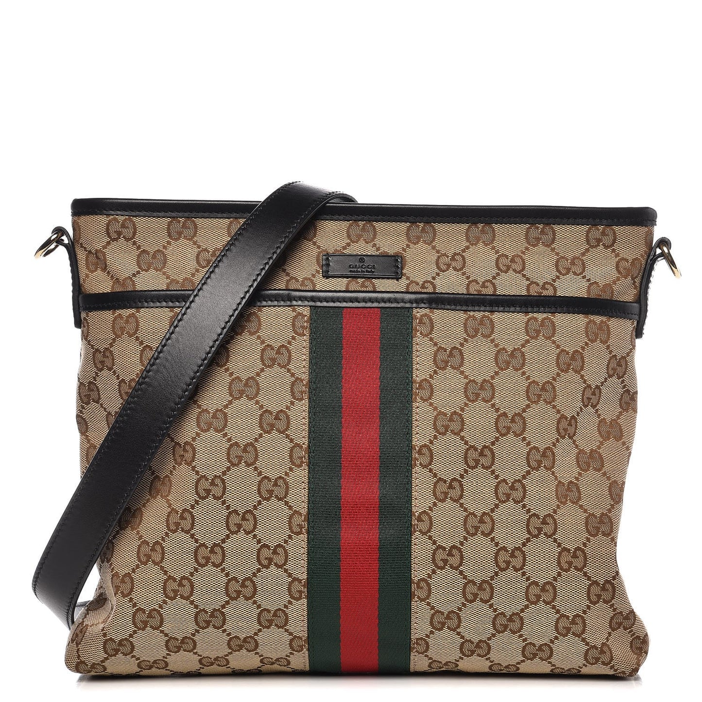 GG Monogram Web Flat Messenger Bag Black