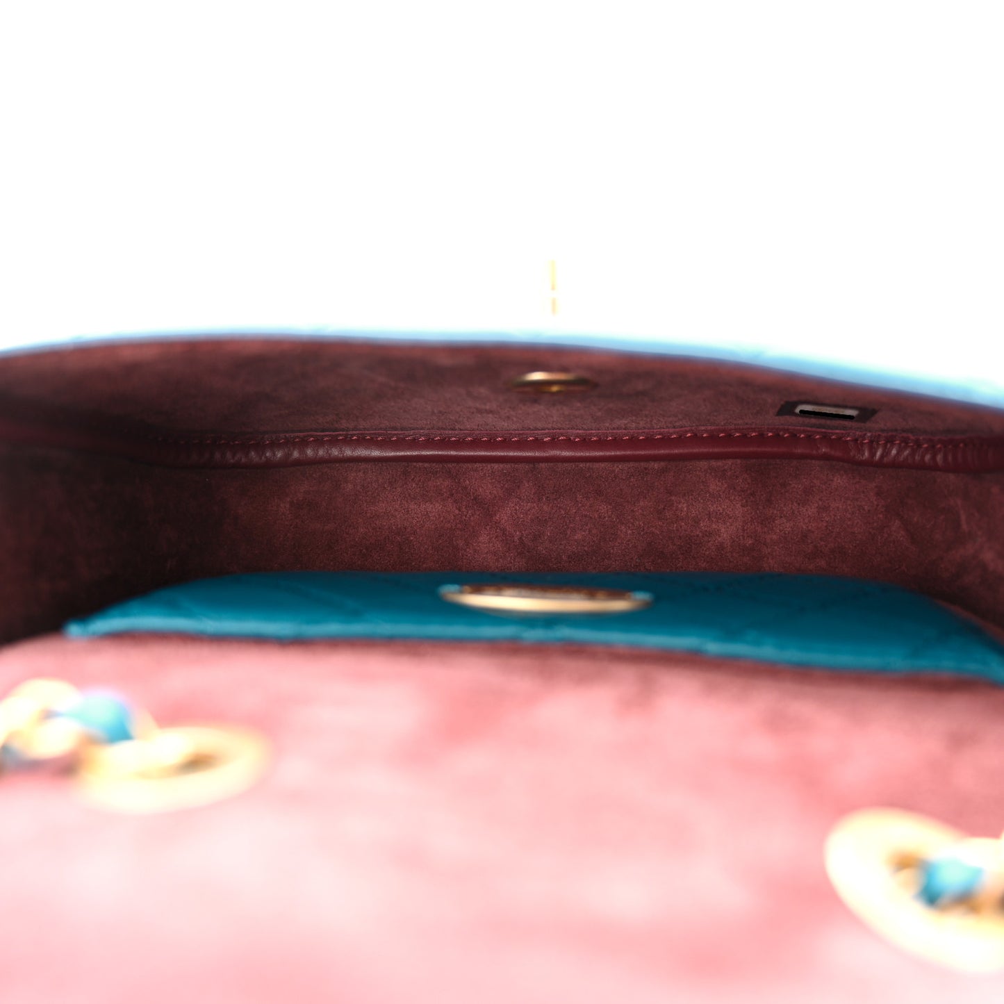 Calfskin Quilted Multi Pouching Flap And Coin Purse Blue