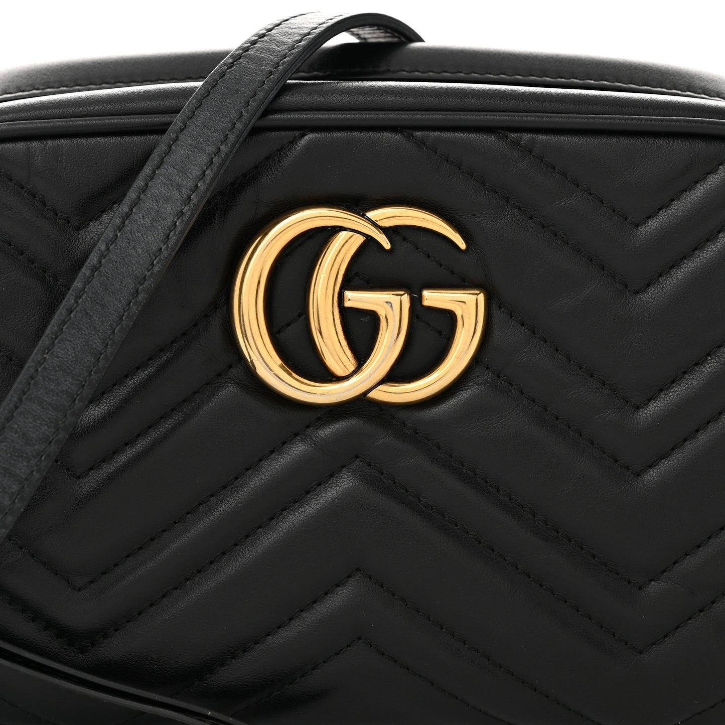 Calfskin Matelasse Small GG Marmont Chain Shoulder Bag Black