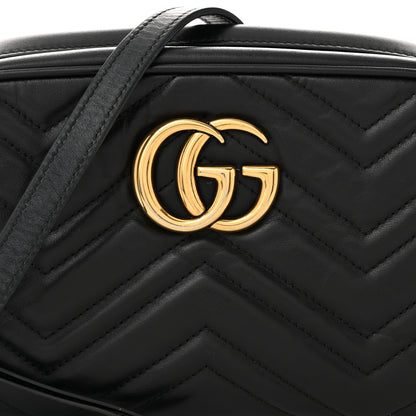 Gucci Calfskin Matelasse Small GG Marmont Chain Shoulder Bag Black 8 of 12