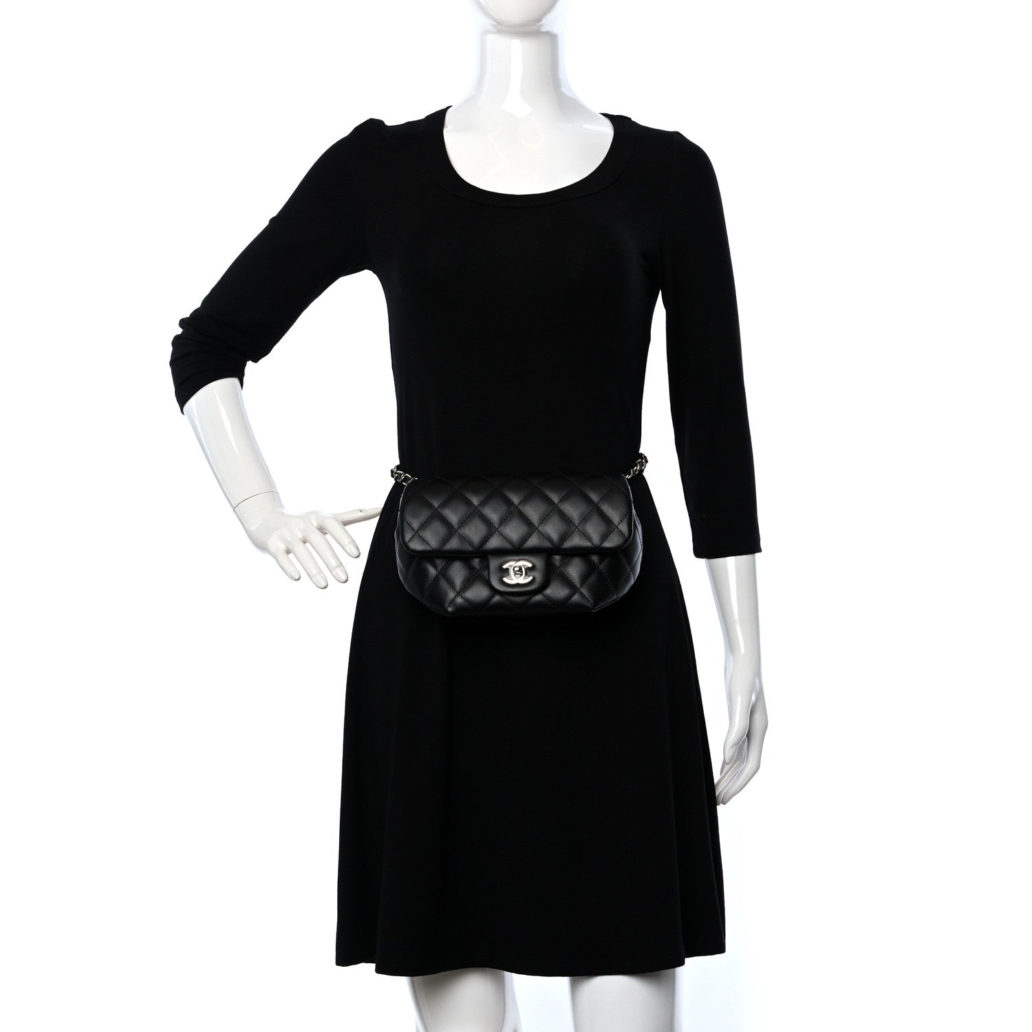 Chanel Calfskin Quilted CC Uniform Flap Belt Bag Black 2 of 10