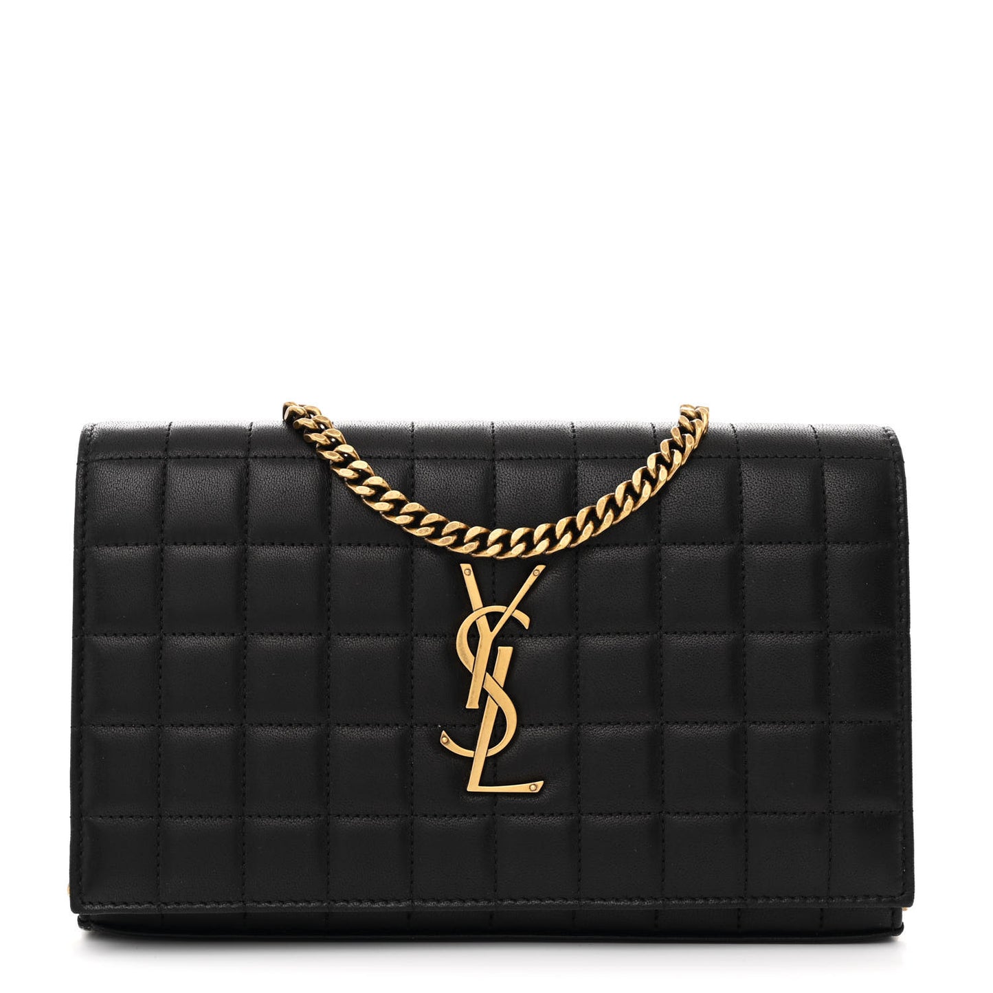 Lambskin Carre Quilted Cassandre Chain Wallet Black