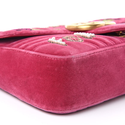 Gucci Velvet Matelasse Blind for Love Embroidered Medium GG Marmont Shoulder Bag Light Raspberry Rose Multicolor 8 of 20