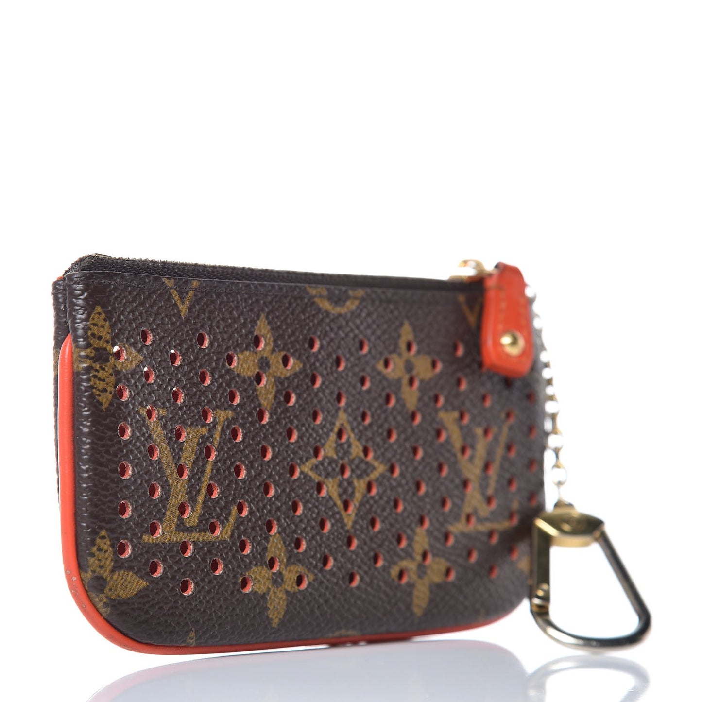 Monogram Perforated Key Pouch Orange