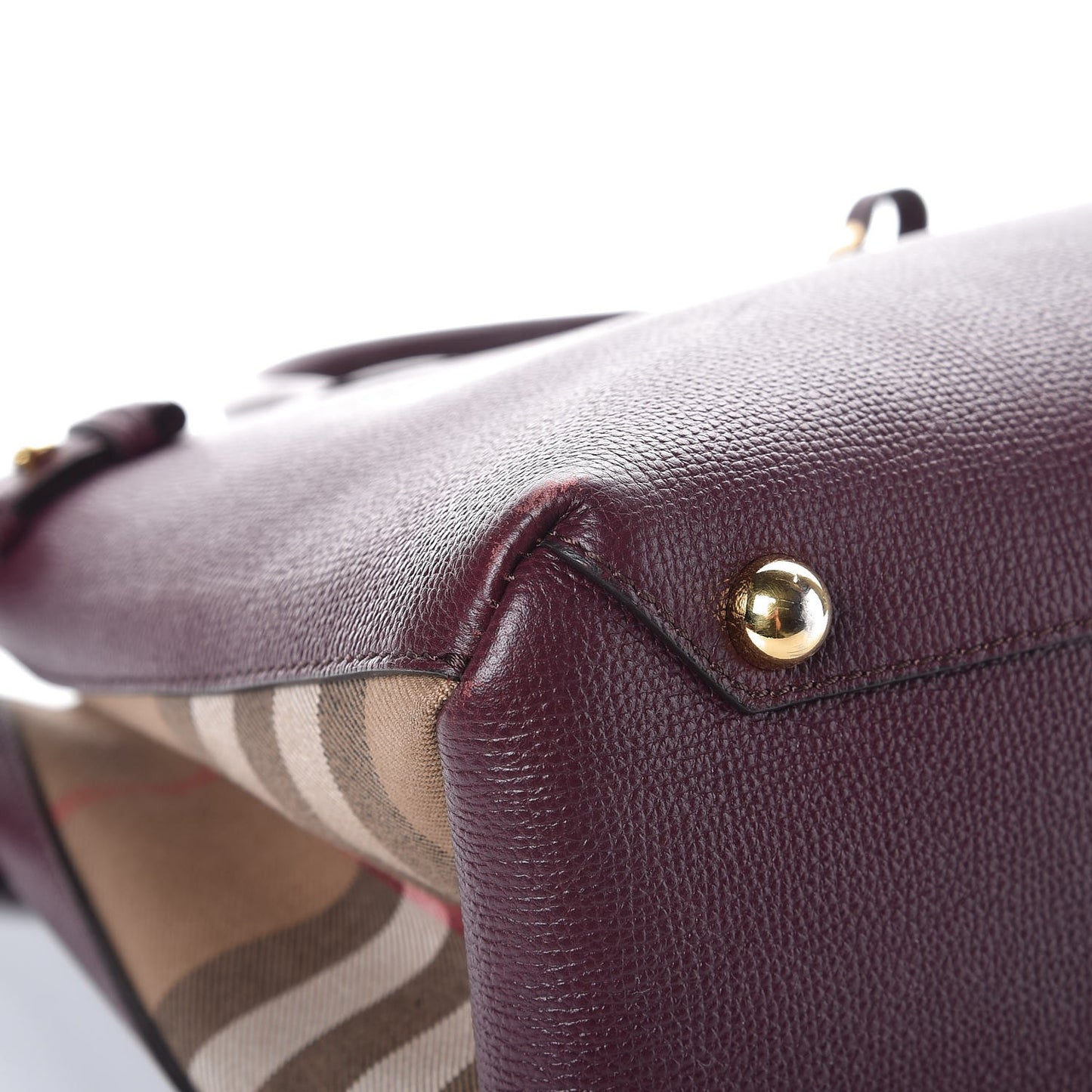 Grainy Calfskin House Check Medium Banner Tote Mahogany Red