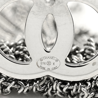 Chanel Baguette Crystal CC Chain Drop Earrings Silver 4 of 4