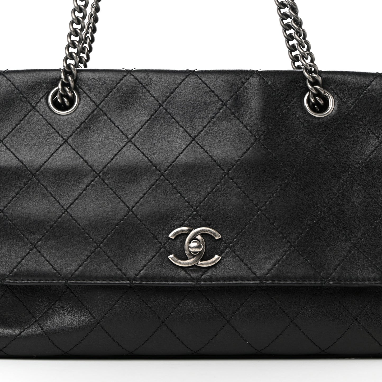 Calfskin Stitched Paris In Rome Shoulder Bag Black