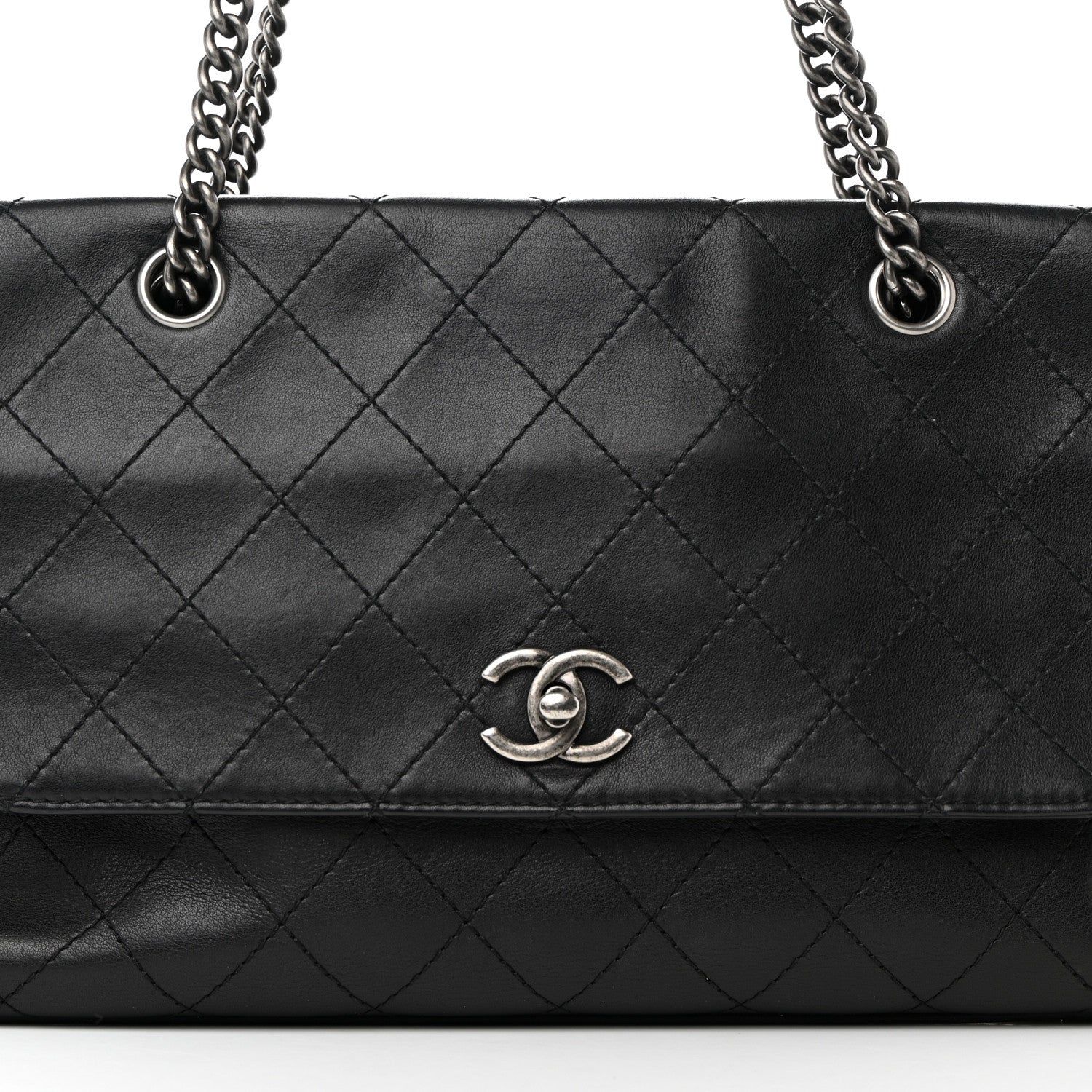 Chanel Calfskin Stitched Paris In Rome Shoulder Bag Black 8 of 13