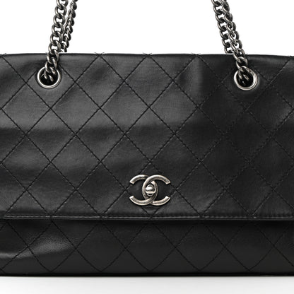 Chanel Calfskin Stitched Paris In Rome Shoulder Bag Black 8 of 13