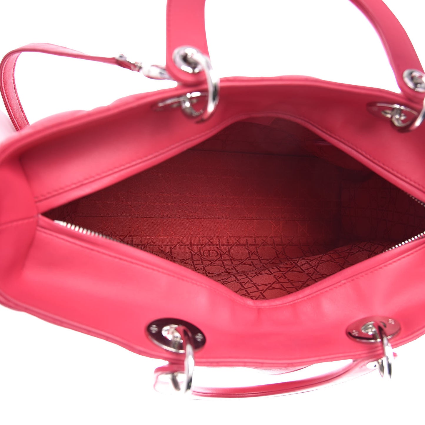 Lambskin Cannage Large Lady Dior Fuchsia