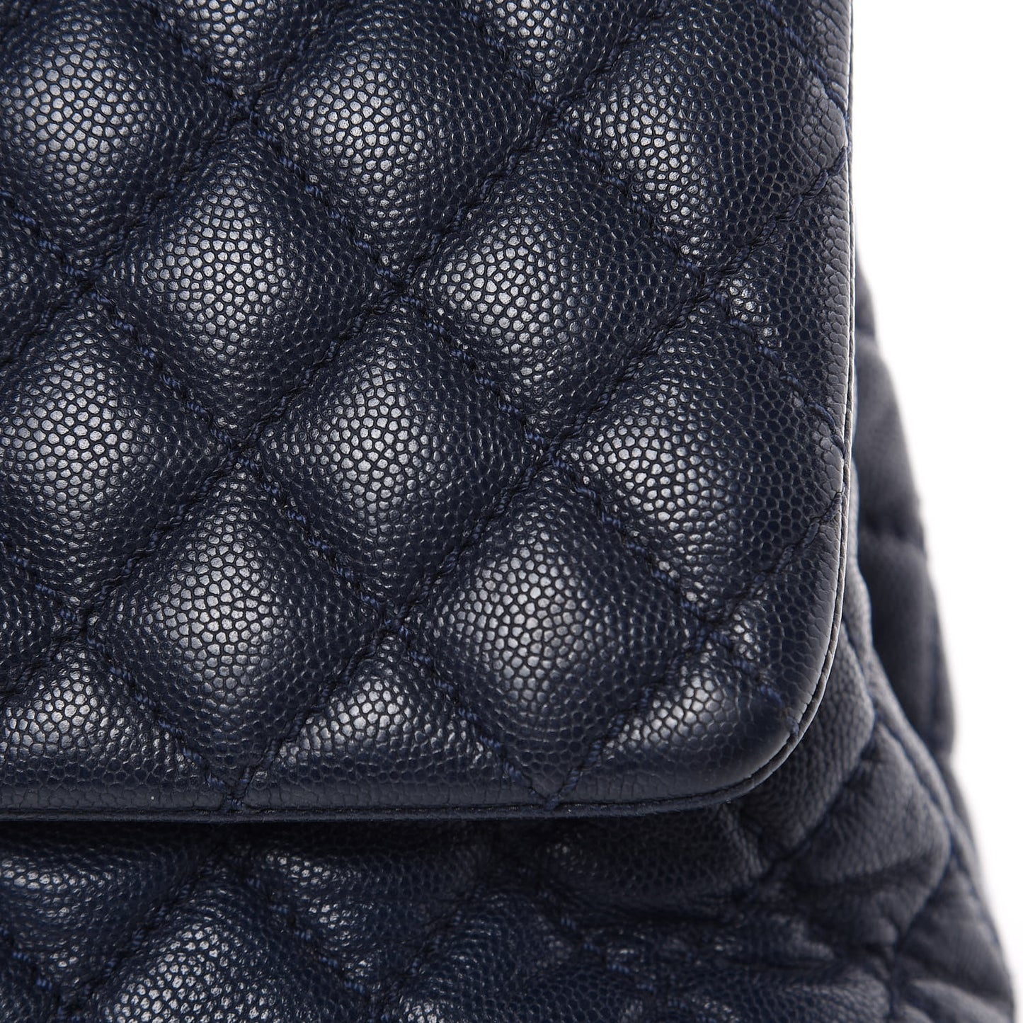 Caviar Quilted Small Coco Handle Flap Navy