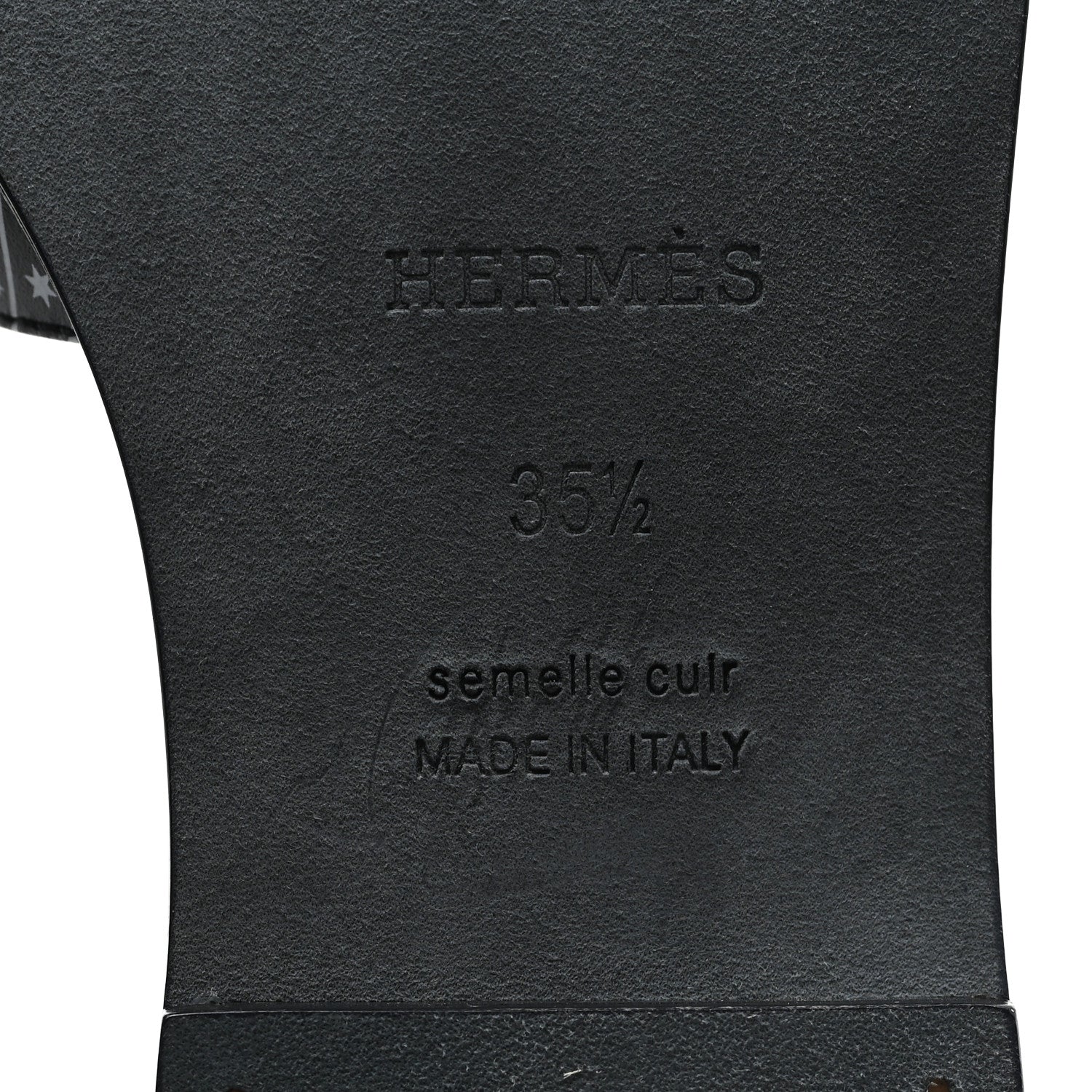 Hermes Calfskin Astrologie Bandana Oran Sandals 35.5 Black White 7 of 10