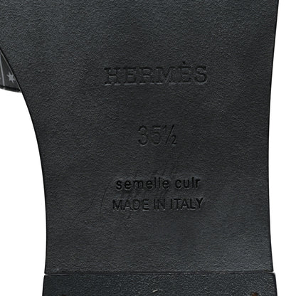 Hermes Calfskin Astrologie Bandana Oran Sandals 35.5 Black White 7 of 10