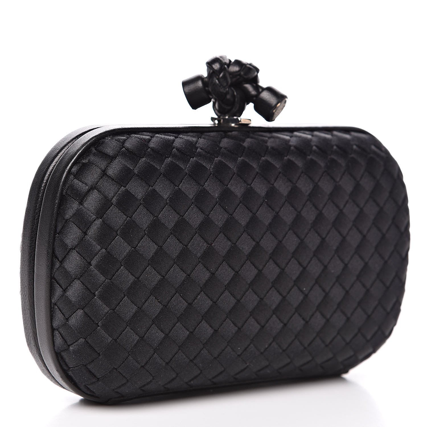 Bottega Veneta Satin Intreccio Impero Knot Clutch Black 3 of 11