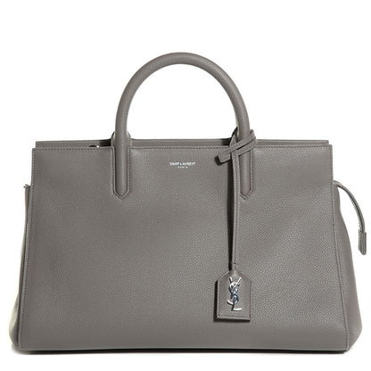 Saint Laurent Grained Calfskin Small Cabas Rive Gauche Bag Fog 1 of 9