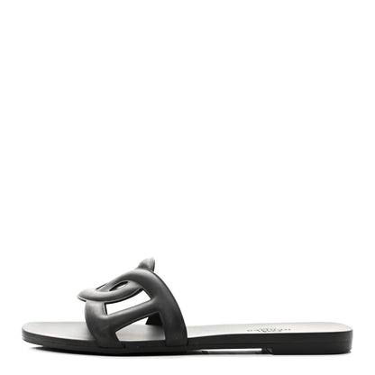 Hermes Rubber Aloha Sandals 35 Black 1 of 10