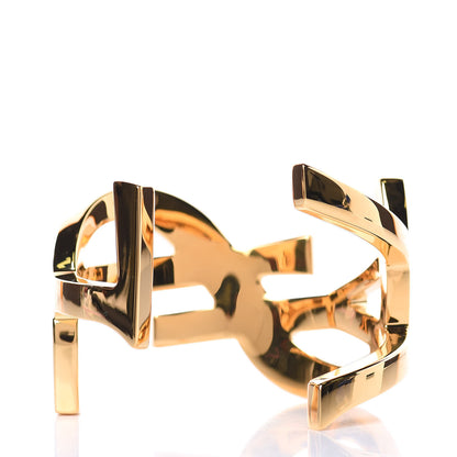 Saint Laurent Brass Monogram Medium Cuff Bracelet Gold 3 of 4