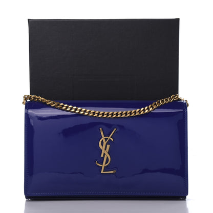 Saint Laurent Patent Calfskin Monogram Kate Wallet On Chain Royal Blue 11 of 11