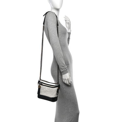 Chanel Aged Calfskin Quilted Small Gabrielle Hobo Black White 2 of 12