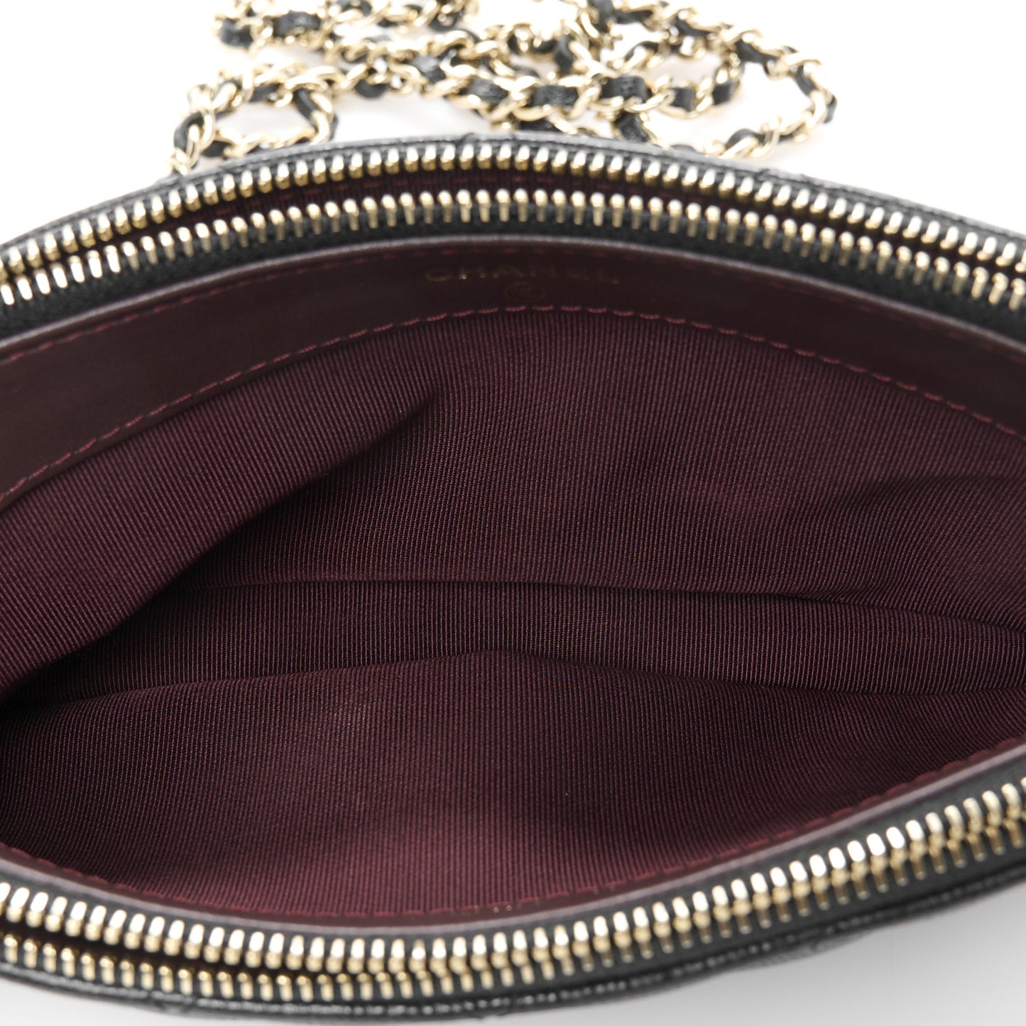 Caviar Quilted Small Clutch With Chain Black