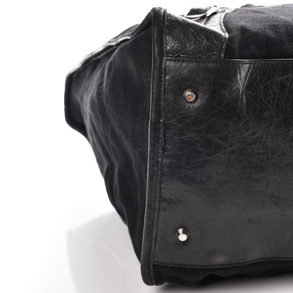 Balenciaga Chevre Canvas Classic Silver Hardware Weekender Black 5 of 13
