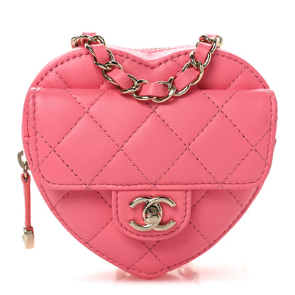 Chanel Lambskin Quilted CC In Love Heart Waist Belt Bag With Chain Pink 1 of 11
