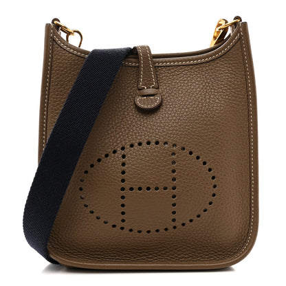 Hermes Taurillon Clemence Amazone Evelyne TPM Etoupe Bleu Indigo 1 of 13