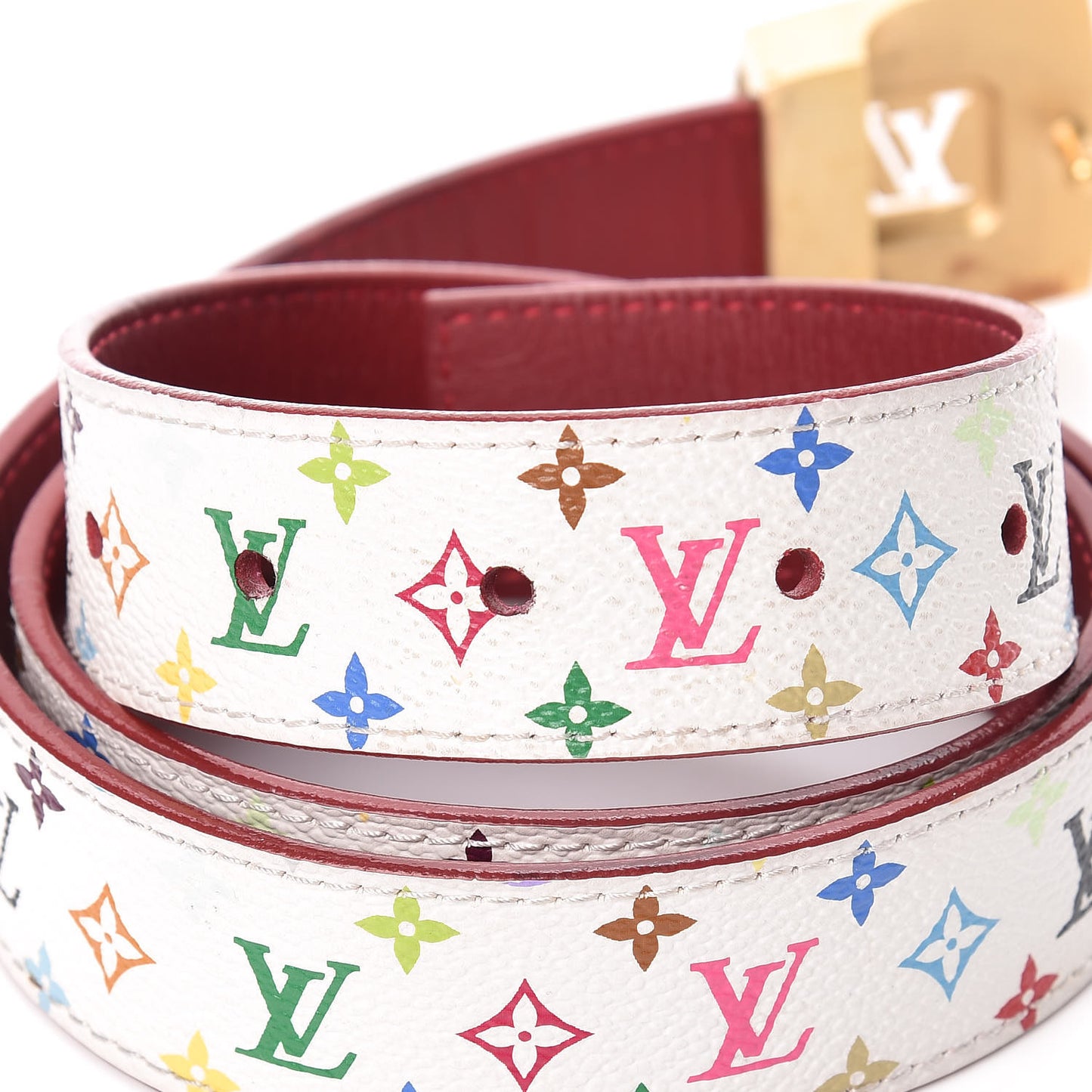 Monogram Multicolor LV Cut Reversible Belt 85 34 White Grenade