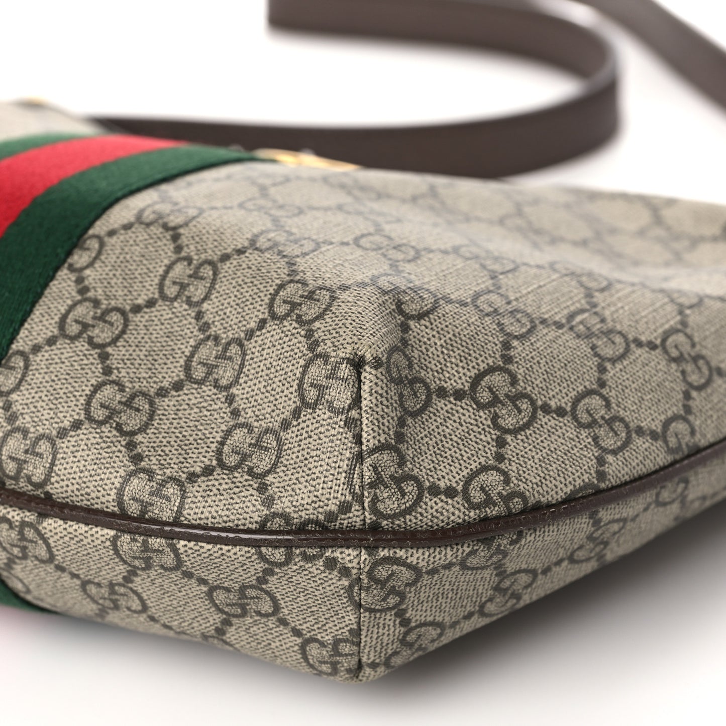 GG Supreme Monogram Web Small Ophidia Half Moon Hobo Brown