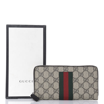 Gucci GG Supreme Monogram Web Zip Around Wallet Beige Cocoa 7 of 7