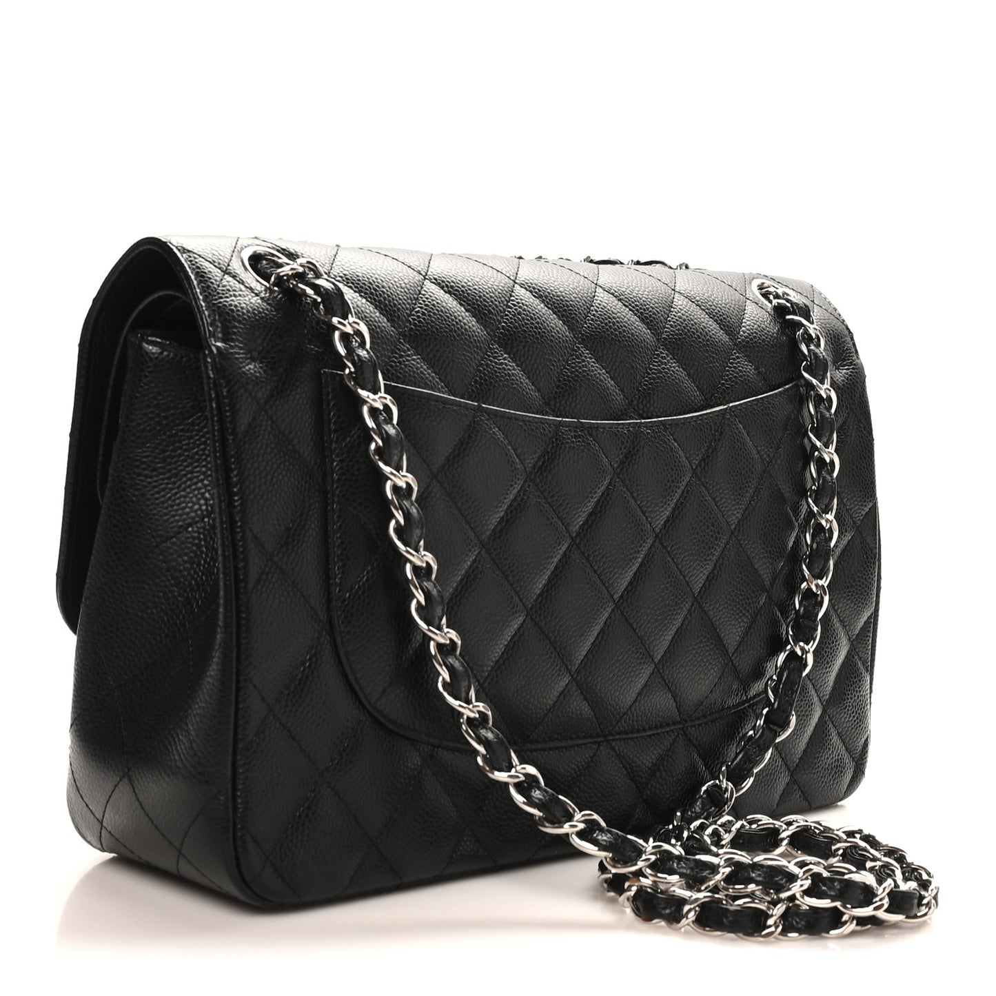 Caviar Quilted Jumbo Double Flap Black