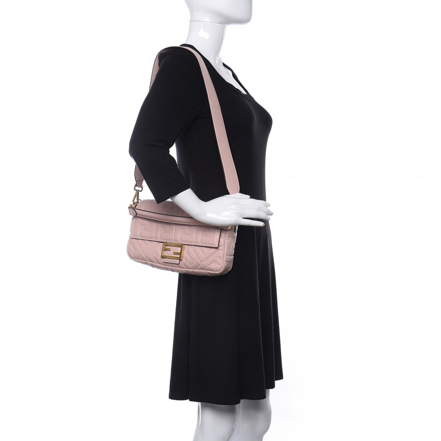 Nappa FF 1974 Embossed Baguette Rosa Quarzo