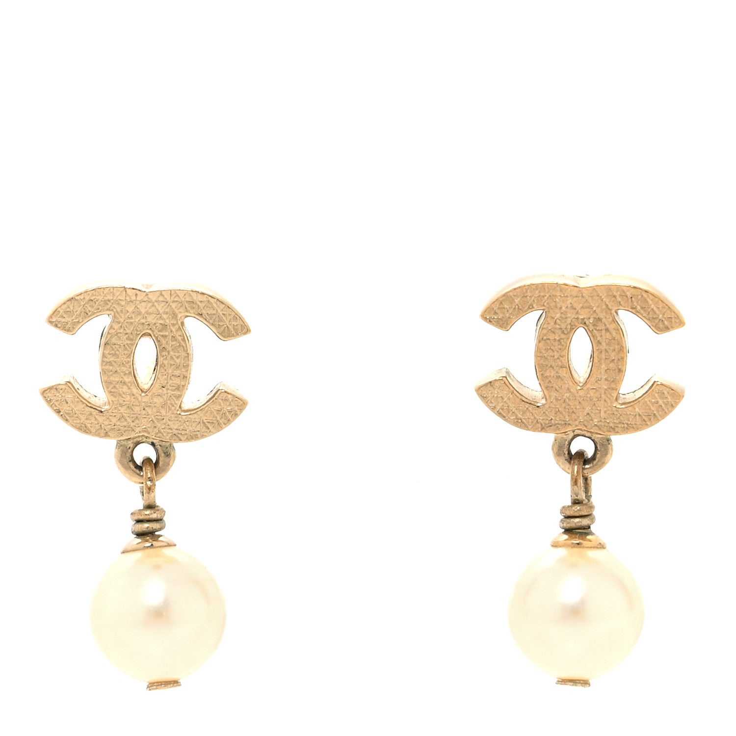 Chanel Pearl CC Drop Earrings Gold 1 of 5