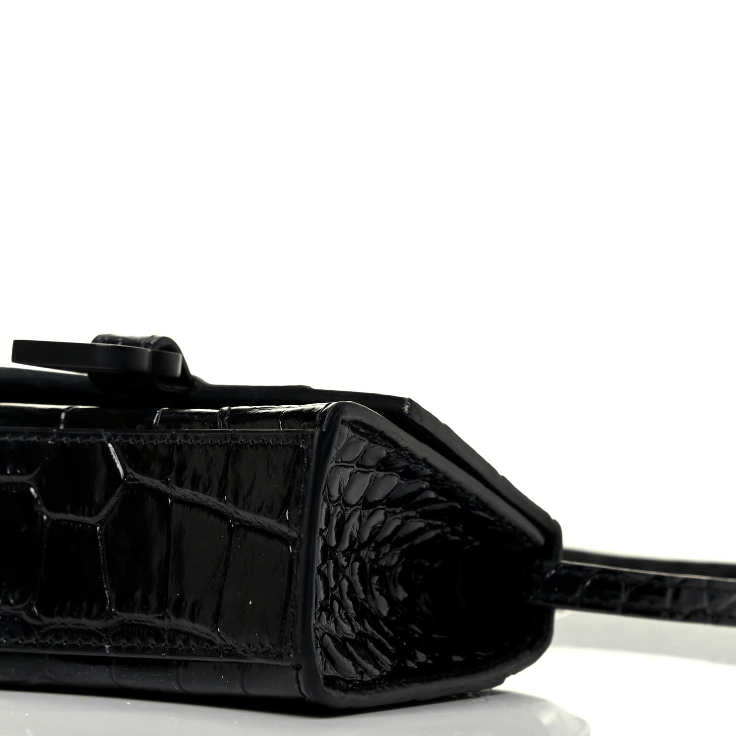 Balenciaga Shiny Calfskin Monochrome Crocodile Embossed Hourglass Top Handle Bag Mini Black 10 of 10