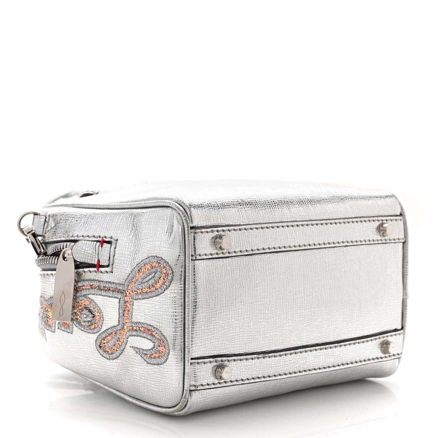 Christian Louboutin Calfskin Paris Nano Collage Marie Jane Tote Silver 4 of 10