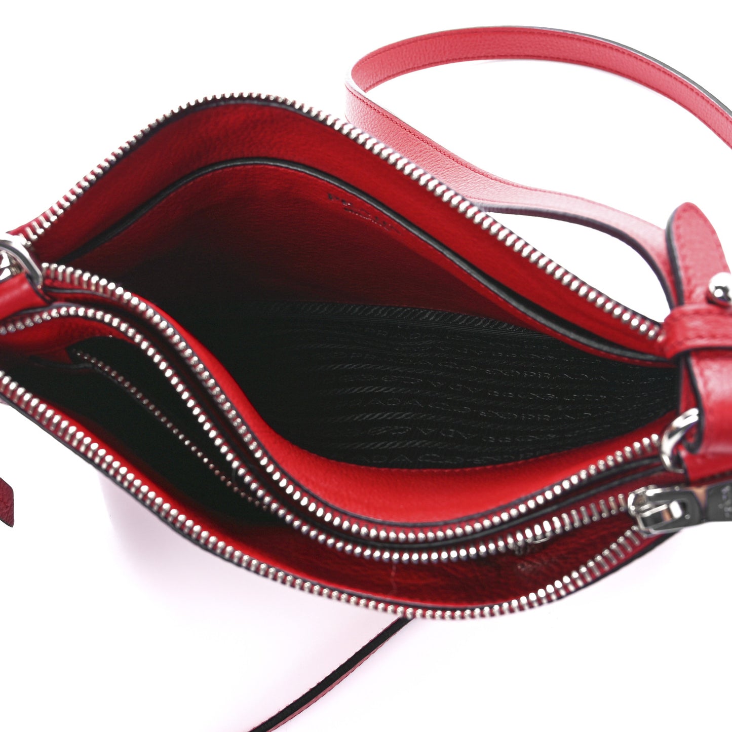 Vitello Phenix Double Zip Crossbody Bag Rosso