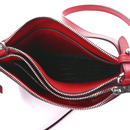 Prada Vitello Phenix Double Zip Crossbody Bag Rosso 5 of 12