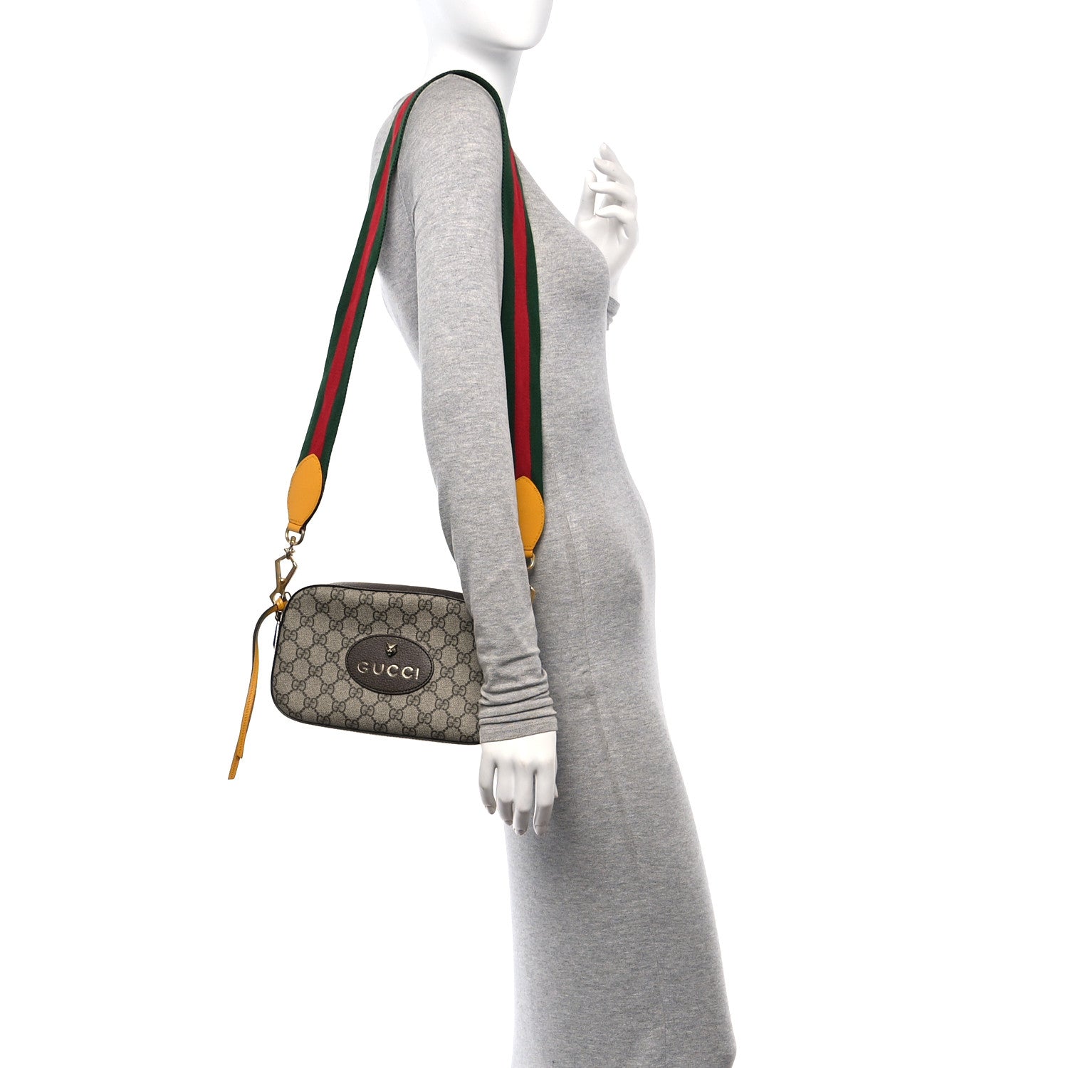 Gucci GG Supreme Monogram Web Neo Vintage Shoulder Bag Beige New Acero Crop 2 of 13