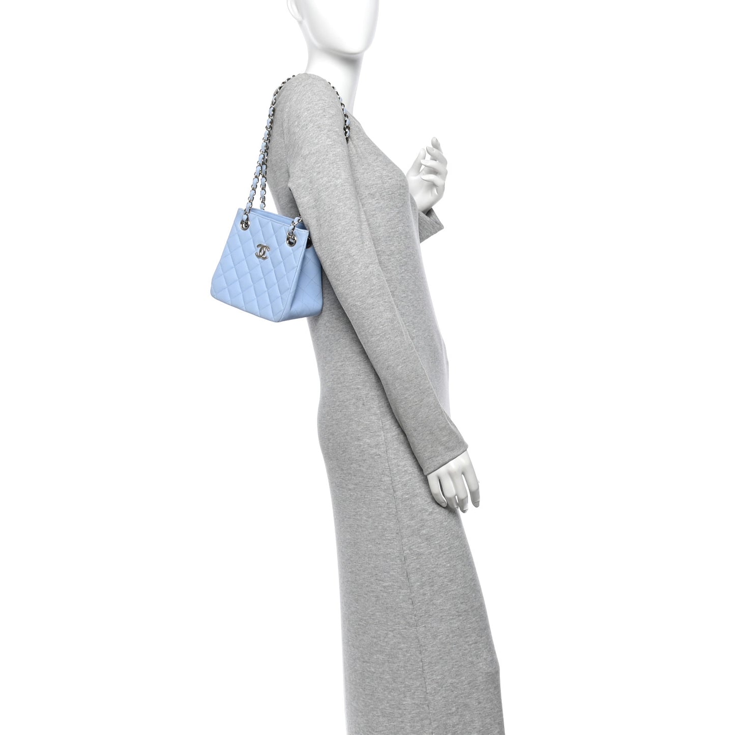 Caviar Quilted Mini Bucket Bag Blue