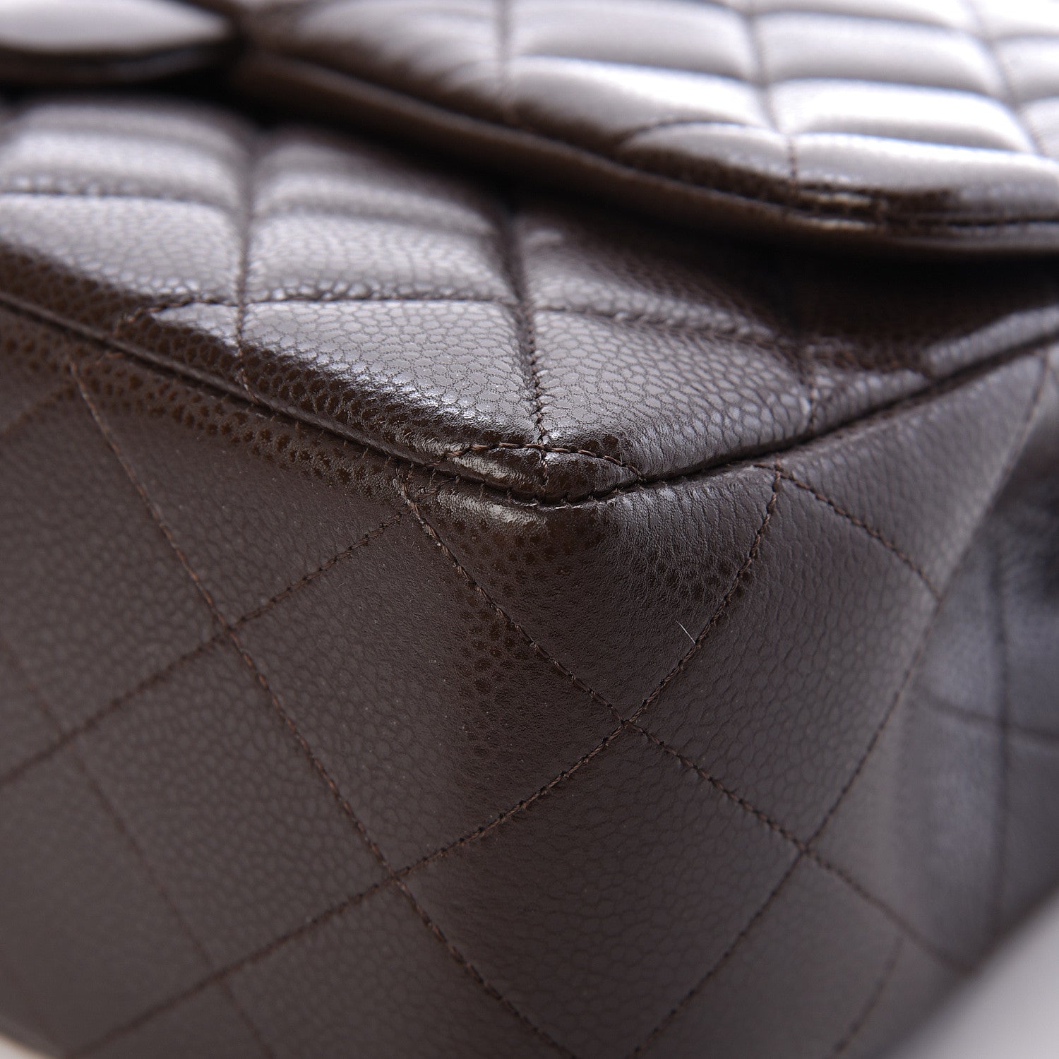Chanel Caviar Quilted Jumbo Single Flap Dark Brown 12 of 16