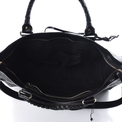 Balenciaga Calfskin Crocodile Embossed Giant 12 Gold Hardware City Black 6 of 12