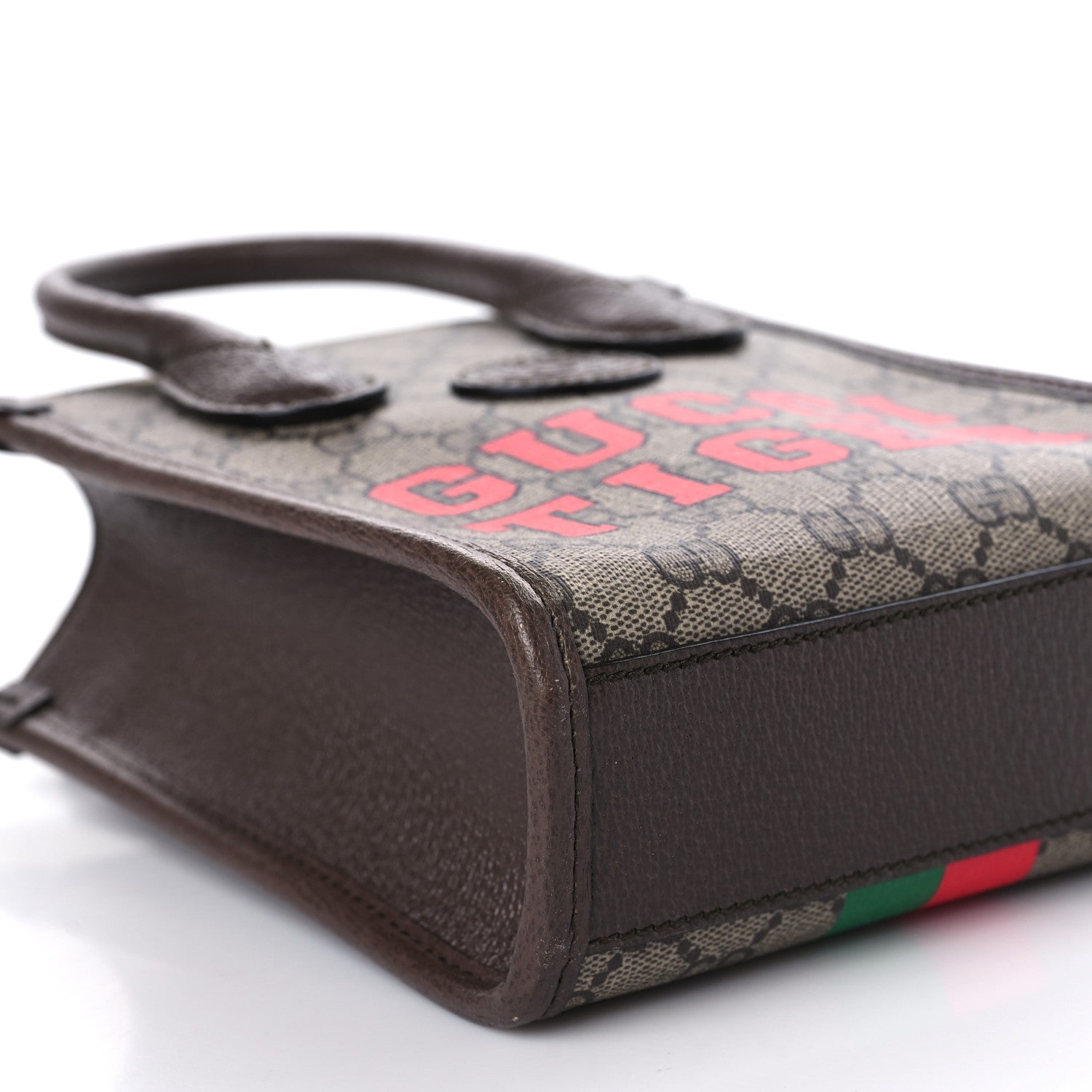 Gucci GG Supreme Monogram Textured Dollar Calfskin Web Gucci Tiger Mini Retro Interlocking G Tote Bag Beige Ebony Live Red New Shamarock New Acero 8 of 9