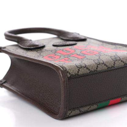 Gucci GG Supreme Monogram Textured Dollar Calfskin Web Gucci Tiger Mini Retro Interlocking G Tote Bag Beige Ebony Live Red New Shamarock New Acero 8 of 9