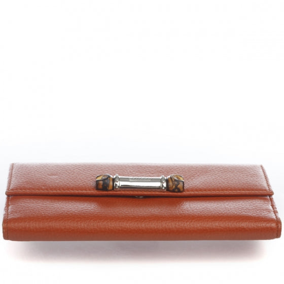 Leather Bamboo Continental Wallet Orange