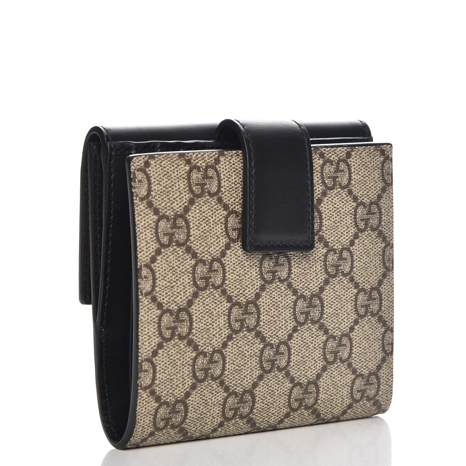 Gucci GG Supreme Monogram French Flap Wallet Black 3 of 8