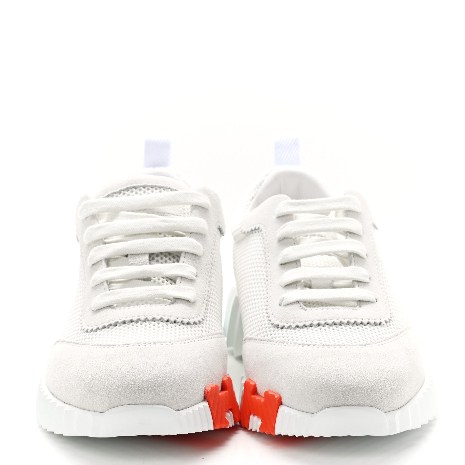 Hermes Air Mesh Suede Goatskin Bouncing Sneakers 36.5 White Orange Pink 2 of 9