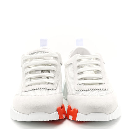 Hermes Air Mesh Suede Goatskin Bouncing Sneakers 36.5 White Orange Pink 2 of 9